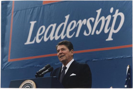 President Reagan giving campaign speech in Texas. President Reagan giving campaign speech in Texas.